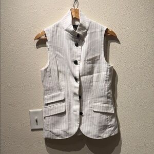 rag & bone White Striped Sleeveless Vest
